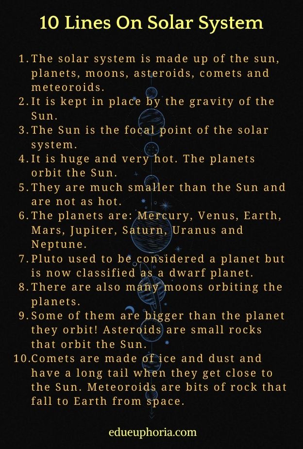 solar system essay 10 lines