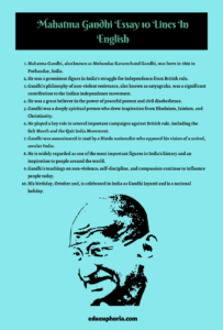 great leader mahatma gandhi essay 10 lines